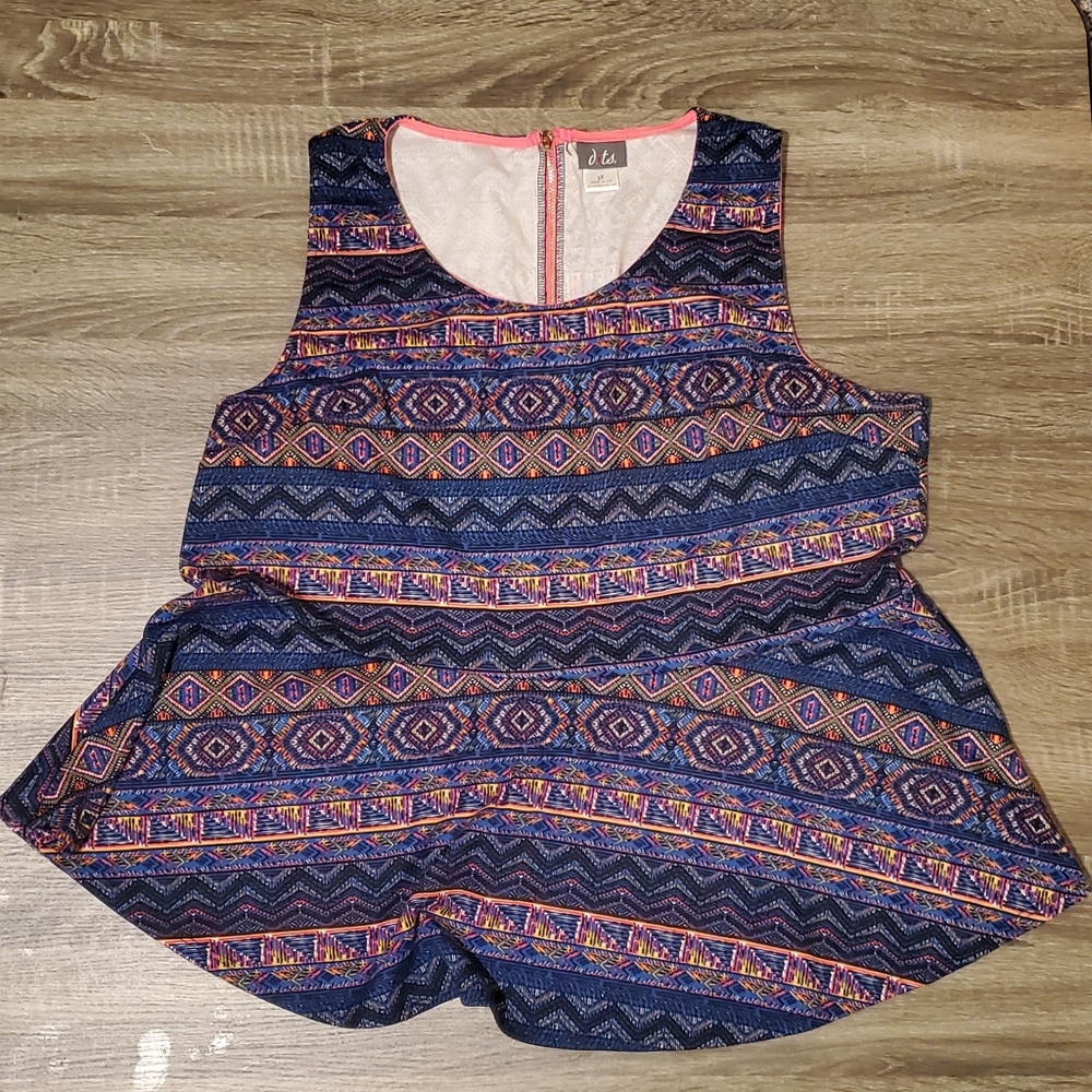 Tribal Print Peplum Tank